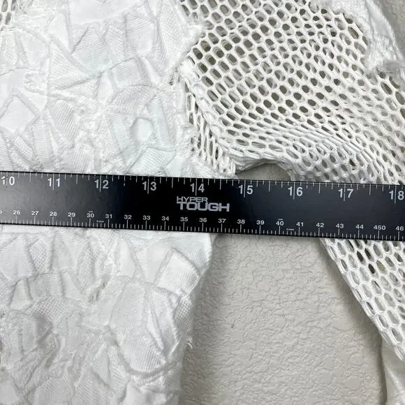 Jonathan Simkhai Burnout Brocade Long Sleeve Dress White Mini Dress 2 Altered - Picture 14 of 16